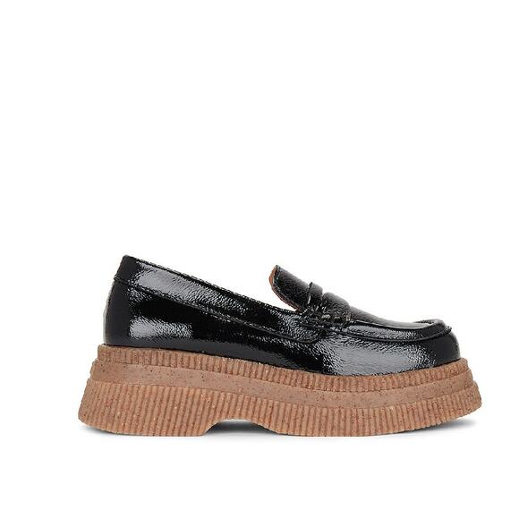 Ganni Creepers Wallaby Platform Black Leather Lug Loafer Size 38 - Picture 1 of 12
